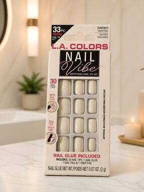 L.A. COLORS Press-On Nail Tip Set - Cream Short Square